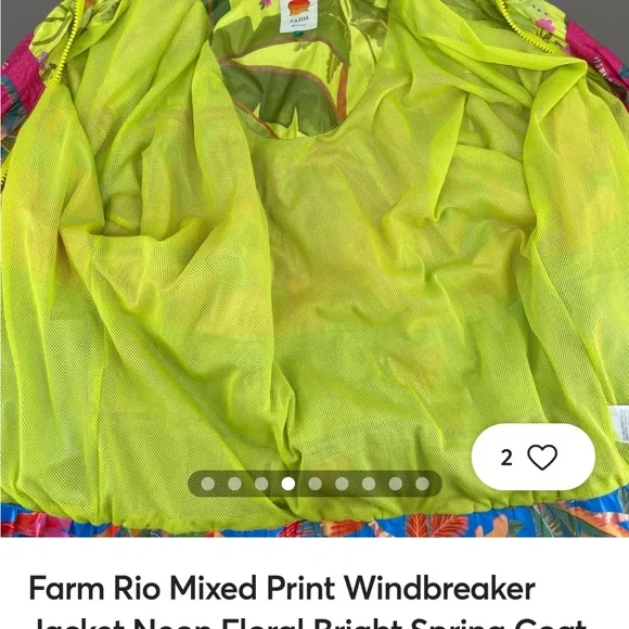 NWT Farm Rio Neon Floral Windbreaker Jacket multi colored - Picture 3 of 8